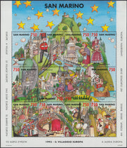 SM44 - 1947 - Centennial of the First United States Postage Stamp, 3L. gray red and blue complete sheet of 40 copies with the first row on the right with additional perforation, new intact (331, 331ec)