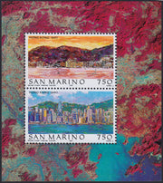 SM44 - 1947 - Centennial of the First United States Postage Stamp, 3L. gray red and blue complete sheet of 40 copies with the first row on the right with additional perforation, new intact (331, 331ec)