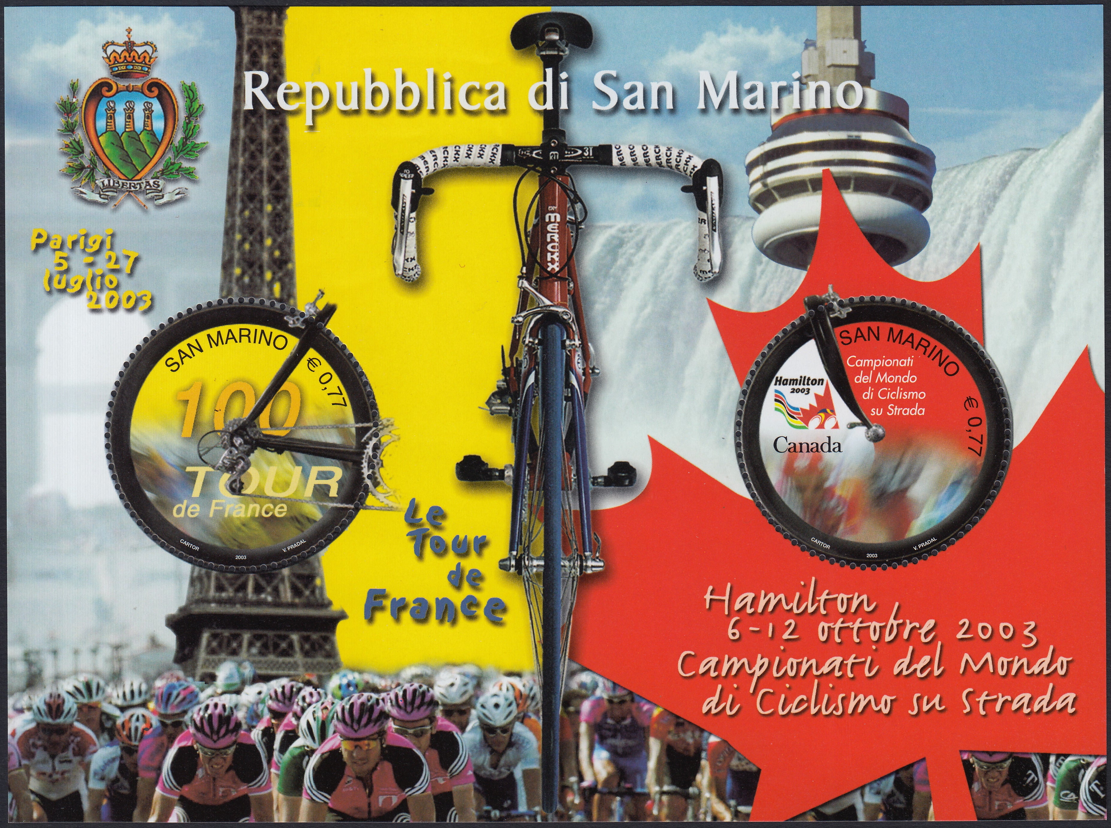 SM97 - 2003 - Ciclismo, francobolli n. 1938/39 in foglietto nuovo gomma integra (72)