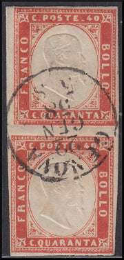 1860 - 1/2 dark blue tornese called "Croce di Savoia" used in the IL PAESE newspaper of 1/1/1861 (16b)