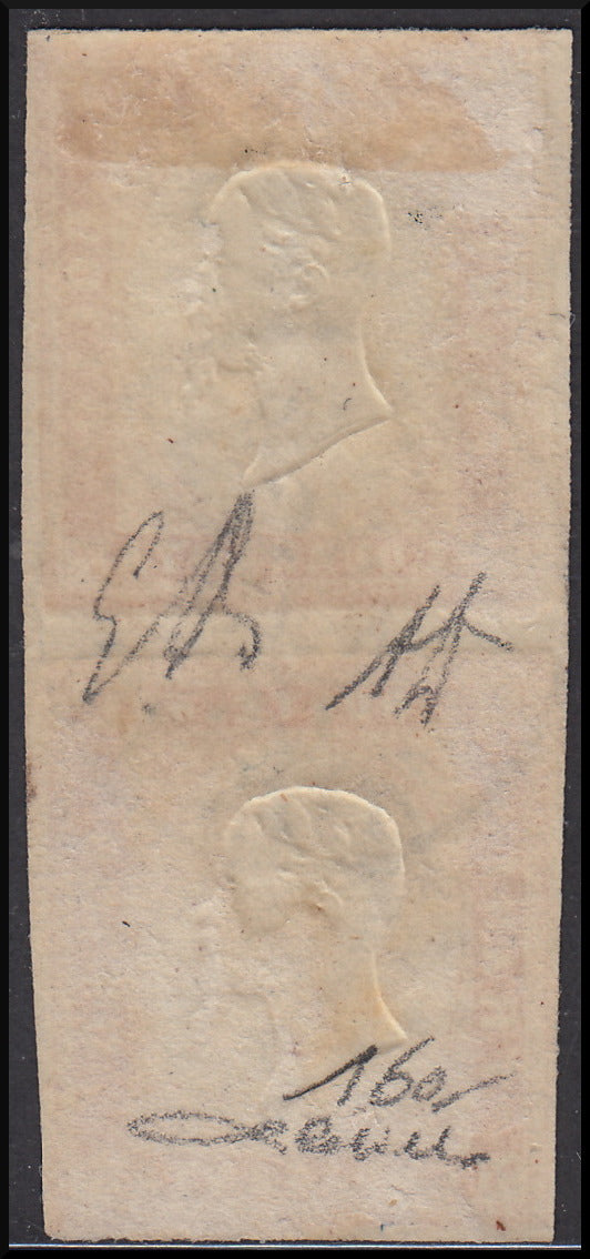 1860 - 1/2 dark blue tornese called "Croce di Savoia" used in the IL PAESE newspaper of 1/1/1861 (16b)