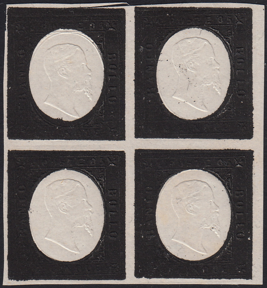 SARD261 - 1854 - III issue c. 20 gold, color proof of the II composition, new, not gummed (P37a)