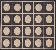 Sard1104 - 1854 - III emissione I composizione prova del c 20 in nero su carta avorio, blocco di 20 esemplari nuovo non gommato (P26)