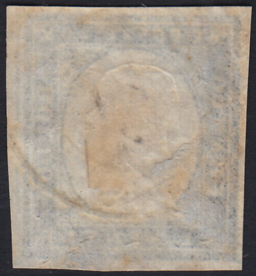 1860 - 1/2 dark blue tornese called "Croce di Savoia" used in the IL PAESE newspaper of 1/1/1861 (16b)
