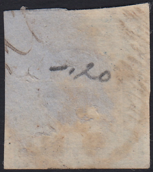 1860 - 1/2 dark blue tornese called "Croce di Savoia" used in the IL PAESE newspaper of 1/1/1861 (16b)