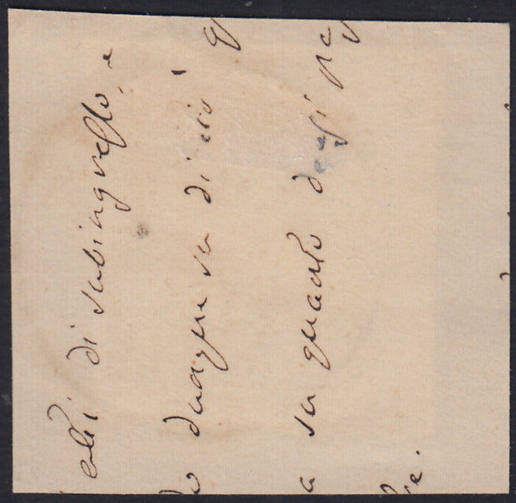 Sard1126 - 1861 - IV emissione c. 20 azzurro oltremare II tavola usato su frammento Forlì (15Dc)