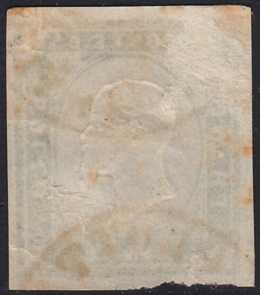 Sard1150 - 1862 - IV emissione c. 5 verde giallastro IV composizione stampa nitida ma parassitaria usato (13Da)