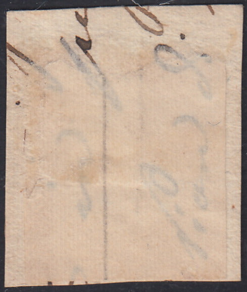 Sard1154 - 1859 - IV emissione c. 80 giallo limone olivastro usato con annullo d.c. azzurro (17Ab)