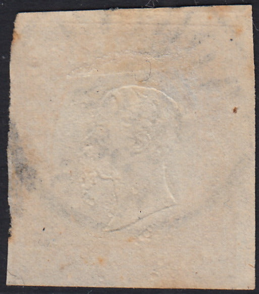 Sard1157 - 1858 - IV emissione c. 80 ocra arancio chiaro in tonalità particolare usato con annullo di Torino 3/8/58 (17b, gradazione)