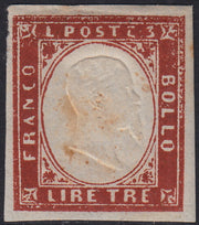 1861 - Cerdeña IV edición Lire 3 bloque de cobre de 4 ejemplares nuevos **/* (18A)