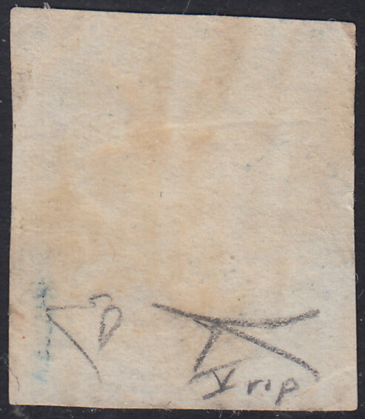 Sard1174 - 1851 - I emissione c. 20 azzurro vivo usato con annullo a rombi, V riporto litografico (2)
