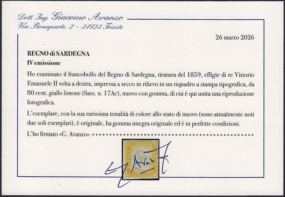 1860 - 1/2 dark blue tornese called "Croce di Savoia" used in the IL PAESE newspaper of 1/1/1861 (16b)