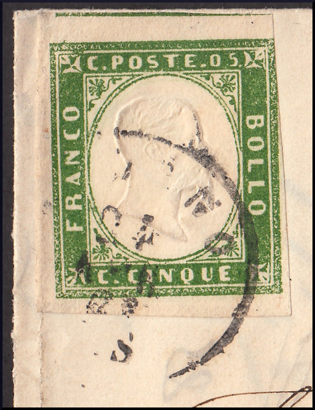 Sard17 - 1863 - Printed circular sent from Milan to Udine 24/4/63 franked with c. 5 green (13Ea). 