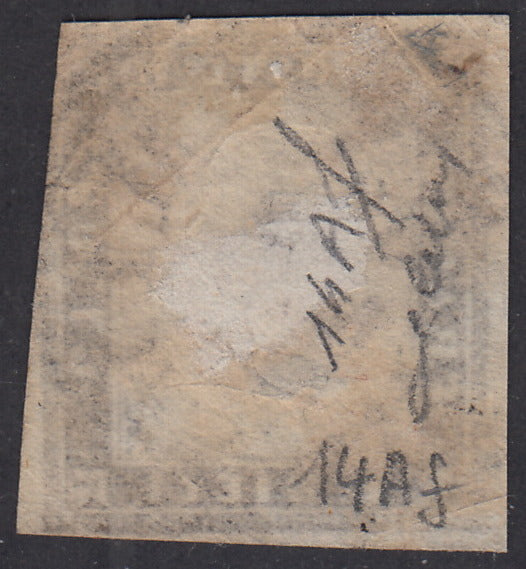 Sard200 - 1859 - IV emissione c. 10 bruno cioccolato scuro I tavola tiratura 1859 usato Milano 17/11/59 (14Af)