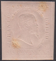 SARD216 - 1853 - Proof of the second issue c.40 light pink on new thick paper with gum (P21)