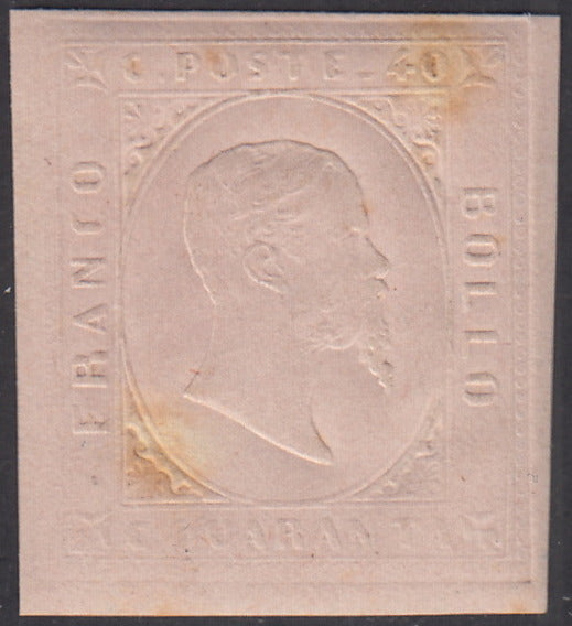 SARD216 - 1853 - Proof of the second issue c.40 light pink on new thick paper with gum (P21)