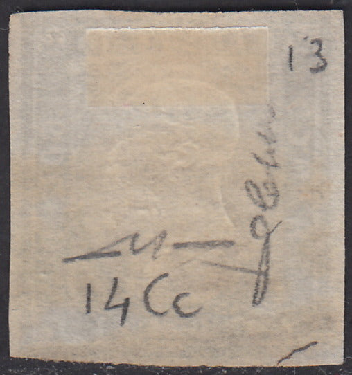 SARD273 - 1861 - IV issue c. 10 light bistro gray I plate used with ALCAMO oval cancellation supplied by Borbonica (14Cc, 13 points).