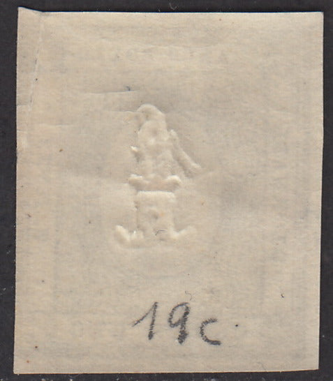 SARD277 - 1861 - Stampati, c. 1 grigio brunastro esemplare nuovo con gomma integra, rara gradazione di colore (19c)