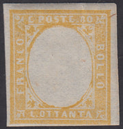 Sard294 - 1862 - IV emissione c. 80 giallo limone olivastro nuovo con gomma integra (17Ab, varietà)