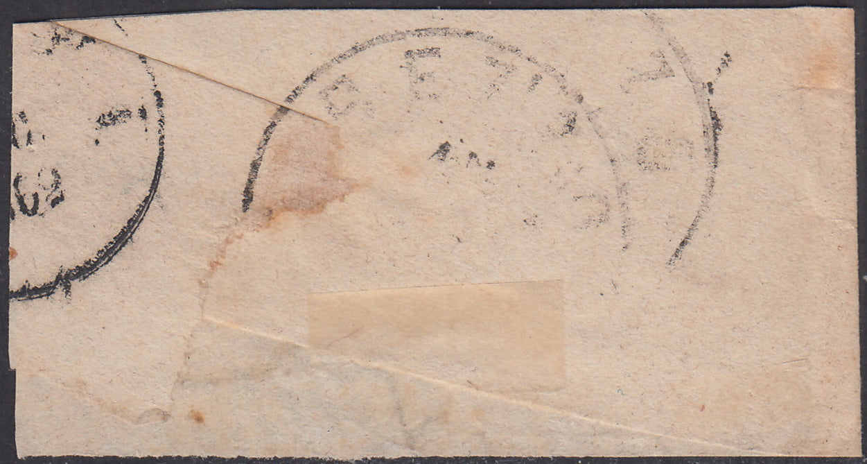 1860 - 1/2 dark blue tornese called "Croce di Savoia" used in the IL PAESE newspaper of 1/1/1861 (16b)