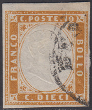 1860 - 1/2 dark blue tornese called "Croce di Savoia" used in the IL PAESE newspaper of 1/1/1861 (16b)