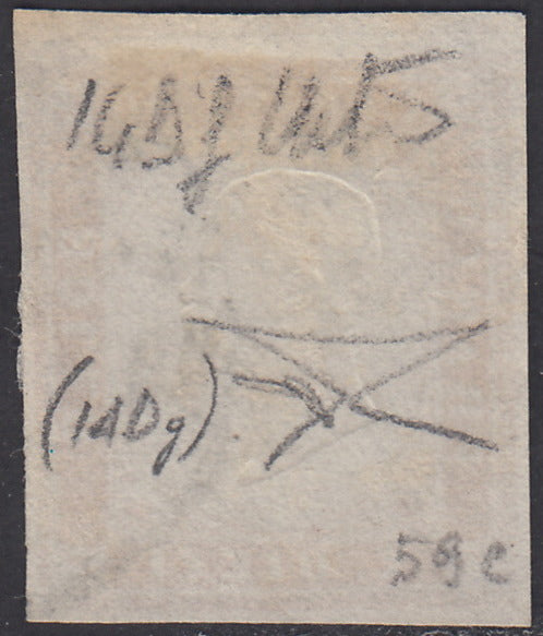 1860 - 1/2 dark blue tornese called "Croce di Savoia" used in the IL PAESE newspaper of 1/1/1861 (16b)