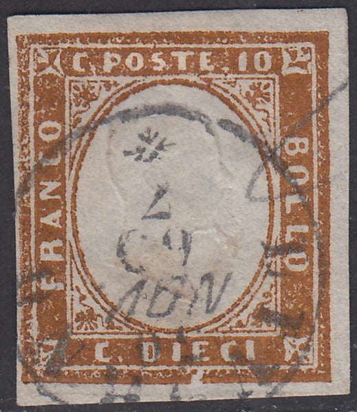 1860 - 1/2 dark blue tornese called "Croce di Savoia" used in the IL PAESE newspaper of 1/1/1861 (16b)