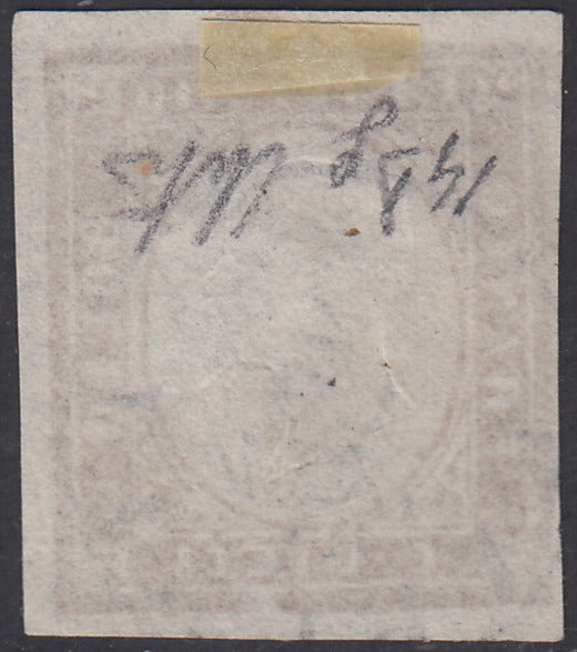 1860 - 1/2 dark blue tornese called "Croce di Savoia" used in the IL PAESE newspaper of 1/1/1861 (16b)