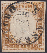 1860 - 1/2 dark blue tornese called "Croce di Savoia" used in the IL PAESE newspaper of 1/1/1861 (16b)