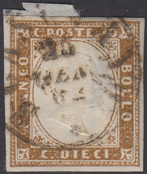 1860 - 1/2 dark blue tornese called "Croce di Savoia" used in the IL PAESE newspaper of 1/1/1861 (16b)