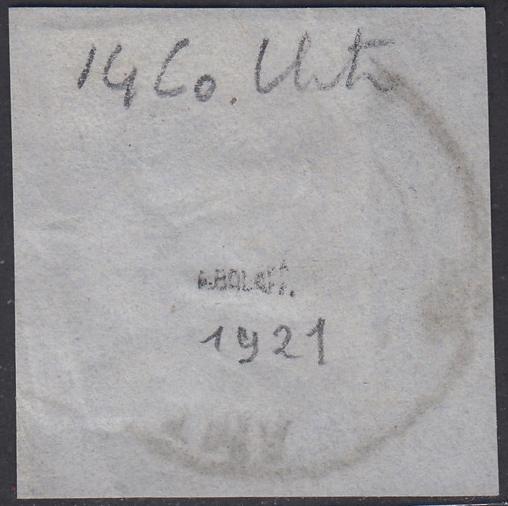 1860 - 1/2 dark blue tornese called "Croce di Savoia" used in the IL PAESE newspaper of 1/1/1861 (16b)