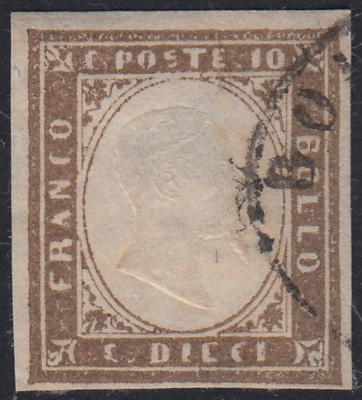 1860 - 1/2 tornese azul oscuro llamado "Croce di Savoia" utilizado en el periódico IL PAESE del 1/1/1861 (16b)