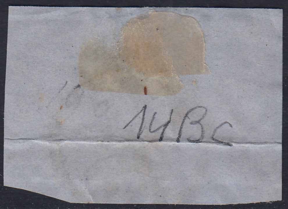 Sard426 - 1860 - IV emissione c. 10 nero grigiastro I tavola due esemplari usati su frammento (14Bc)