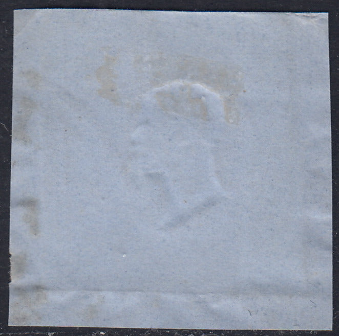 1860 - 1/2 tornese azul oscuro llamado "Croce di Savoia" utilizado en el periódico IL PAESE del 1/1/1861 (16b)