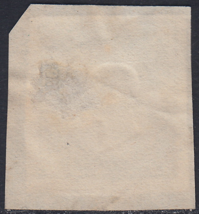 1860 - 1/2 tornese azul oscuro llamado "Croce di Savoia" utilizado en el periódico IL PAESE del 1/1/1861 (16b)