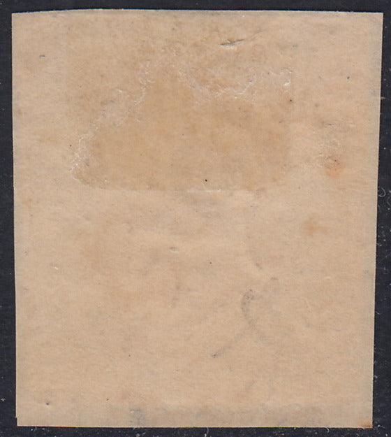 1860 - 1/2 tornese azul oscuro llamado "Croce di Savoia" utilizado en el periódico IL PAESE del 1/1/1861 (16b)