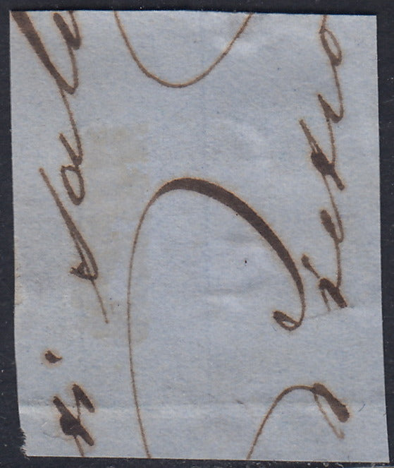 1860 - 1/2 dark blue tornese called "Croce di Savoia" used in the IL PAESE newspaper of 1/1/1861 (16b)