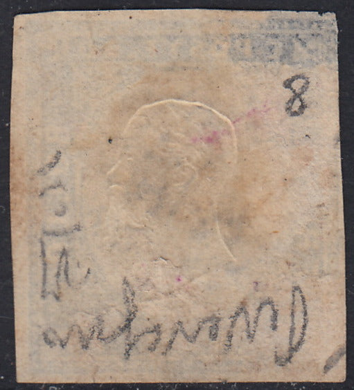 1860 - 1/2 dark blue tornese called "Croce di Savoia" used in the IL PAESE newspaper of 1/1/1861 (16b)