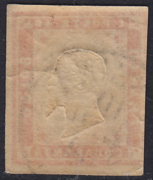 SARD470 - 1860 - IV emissione c. 40 carminio usato a Messina 10/6/62 (16Ca)