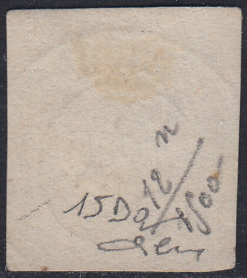 1860 - 1/2 tornese azul oscuro llamado "Croce di Savoia" utilizado en el periódico IL PAESE del 1/1/1861 (16b)