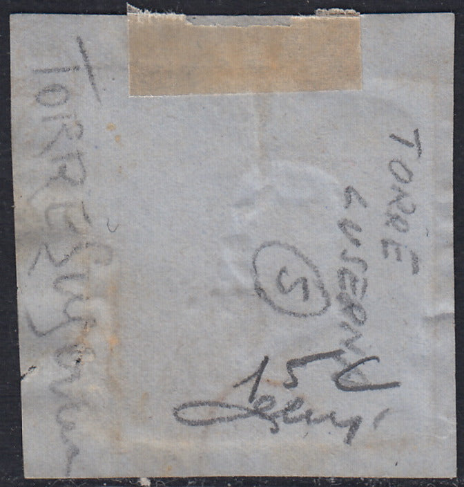 1860 - 1/2 tornese azul oscuro llamado "Croce di Savoia" utilizado en el periódico IL PAESE del 1/1/1861 (16b)