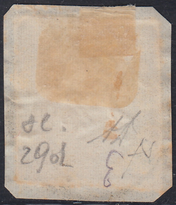 1860 - 1/2 tornese azul oscuro llamado "Croce di Savoia" utilizado en el periódico IL PAESE del 1/1/1861 (16b)