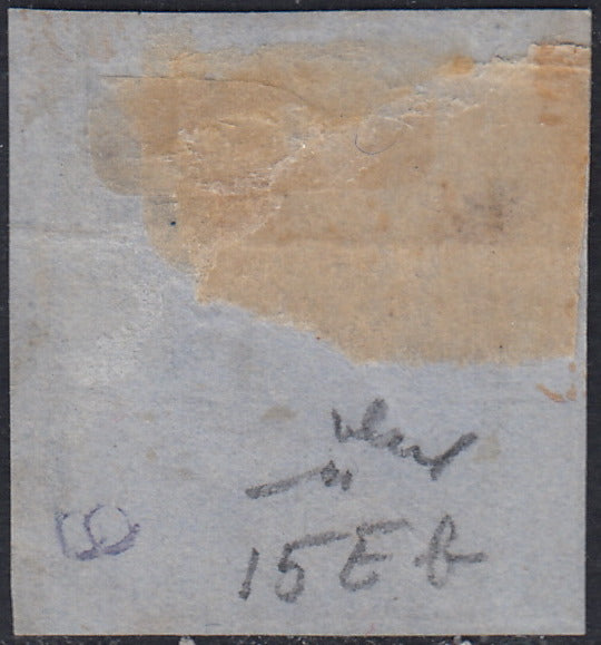 1860 - 1/2 tornese azul oscuro llamado "Croce di Savoia" utilizado en el periódico IL PAESE del 1/1/1861 (16b)