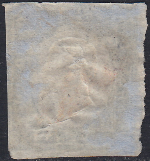 1860 - 1/2 tornese azul oscuro llamado "Croce di Savoia" utilizado en el periódico IL PAESE del 1/1/1861 (16b)