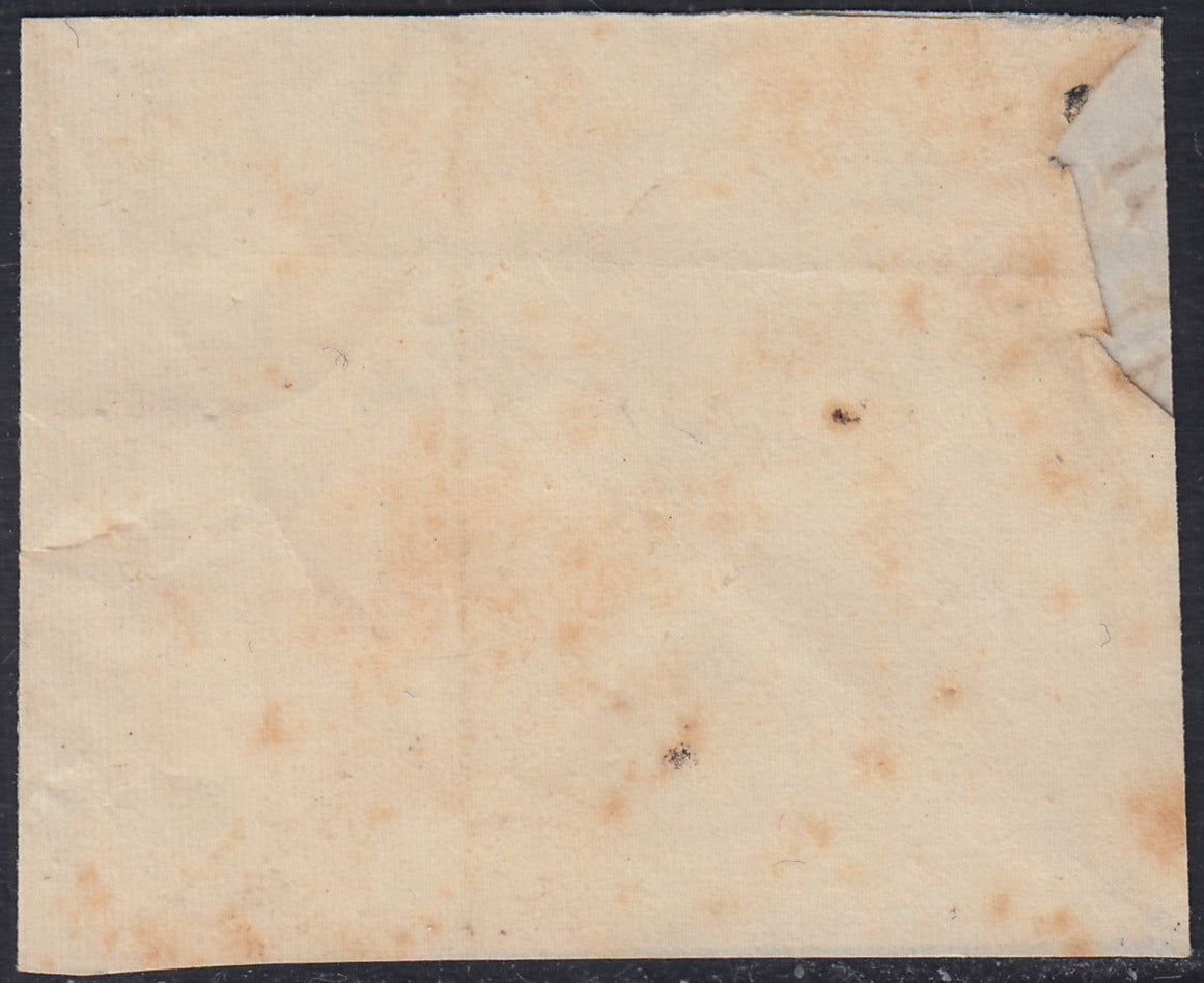 1860 - 1/2 tornese azul oscuro llamado "Croce di Savoia" utilizado en el periódico IL PAESE del 1/1/1861 (16b)