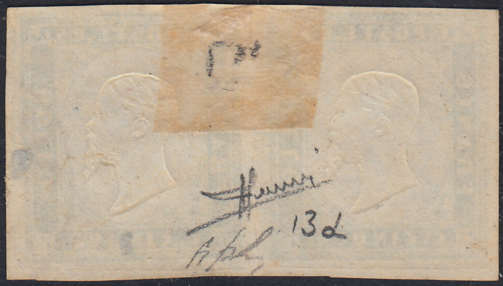 Sard635 - 1855 - IV issue c. 5 emerald green I horizontal pair composition used (13d)