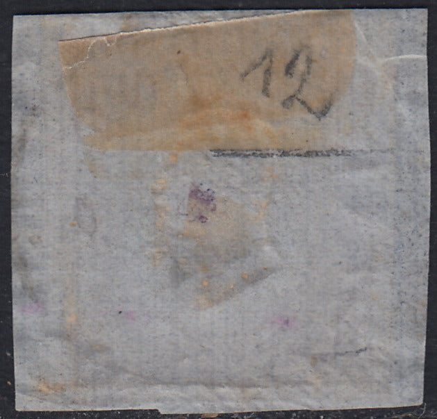 1860 - 1/2 dark blue tornese called "Croce di Savoia" used in the IL PAESE newspaper of 1/1/1861 (16b)