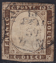 1860 - 1/2 dark blue tornese called "Croce di Savoia" used in the IL PAESE newspaper of 1/1/1861 (16b)