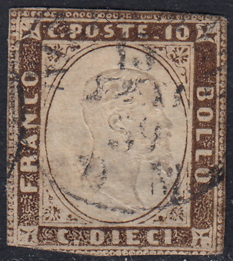 1860 - 1/2 dark blue tornese called "Croce di Savoia" used in the IL PAESE newspaper of 1/1/1861 (16b)