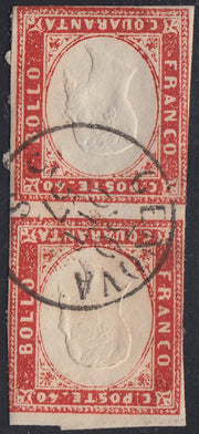 1860 - 1/2 dark blue tornese called "Croce di Savoia" used in the IL PAESE newspaper of 1/1/1861 (16b)